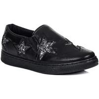 Spylovebuy ECCLES Platform Glitter Star Flat Loafer Shoes - Black Leather women\'s Slip-ons (Shoes) in black