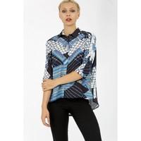 SPLICED CHEVRON SPLIT BACK SHIRT