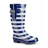 Splash Navy Blue Stripe Welly Boots, Navy