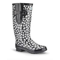 Splash White Dot Welly Boots, Black/White