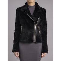 spitfire black rabbit fur biker jacket