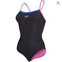 Speedo Women\'s Thinstrap Muscleback Swimsuit - Size: 36 - Colour: BLK-PNK-BLUE