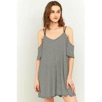 Sparkle & Fade Striped Cold Shoulder Dress, BLACK & WHITE