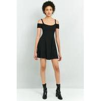 sparkle fade double strap cold shoulder flippy dress black