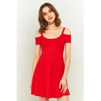 Sparkle & Fade Double Strap Cold Shoulder Flippy Dress, RED