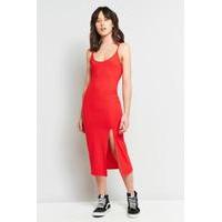Sparkle & Fade Thigh-High Slit Midi Dress, RED