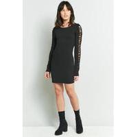 Sparkle & Fade Macrame Bodycon Dress, BLACK