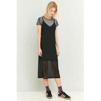 sparkle fade black mesh midi slip dress black