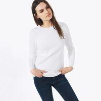 Sporty Stretch Cotton Cable Jumper - White