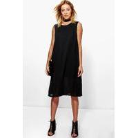 split front midi dress black