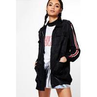 sporty sleeve stripe utility jacket black