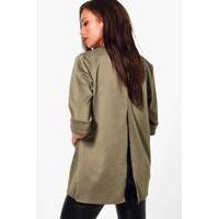 split back blazer khaki