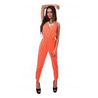 Spell Binder Cross Front Strappy Jumpsuit In Orange