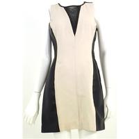 Spotlight By Warehouse Size 12 Black Faux Leather And Cream Dress With Cut Out Back Panels