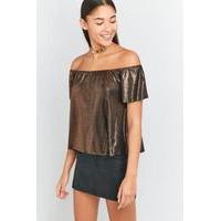 Sparkle & Fade Liquid Glitter Off-The-Shoulder Top, BRONZE