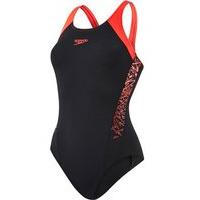 speedo boom splice muscleback swimsuit womens blackred