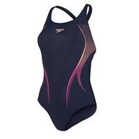 Speedo Activeturn Powerback Swimsuit - Womens - Navy/Orange