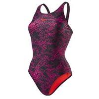 Speedo Boom Allover Muscleback Swimsuit - Womens - Black/Pink