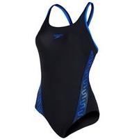 Speedo Endurance Fit Monogram Muscleback Swimsuit - Womens - Black/Blue