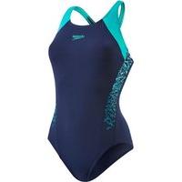 Speedo Boom Splice Racerback Swimsuit - Womens - Navy/Green