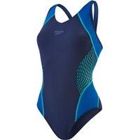 Speedo Fit Splice Muscleback Swimsuit - Womens - Navy Green