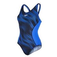 Speedo Fit Splice Allover Muscleback Swimsuit - Womens - Black/Blue