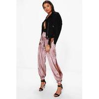 Split Leg Satin Hareem Trousers - mauve