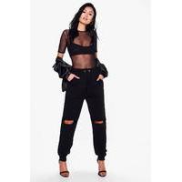 split knee sweat joggers black