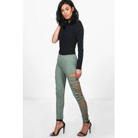 Split Side Loopback Leggings - khaki