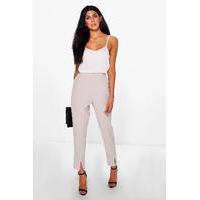 Split Front Slim Line Ankle Grazer Trousers - grey