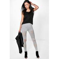 Split Front Basic Leggings - grey