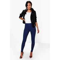 Split Knee Pocket Back Denim Look Jeggings - mid blue