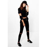 split knee basic viscose leggings black