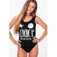 space ibiza foil low back bodysuit black