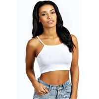 Spaghetti Strap Super Crop Top - white