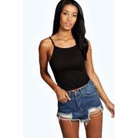 Spaghetti Strap Crop Top - black