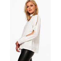 Split Sleeve Choker Blouse - white