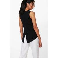 Split Back Rib Vest - black