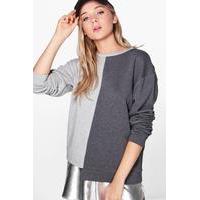 Spliced Split Hem Sweat - grey