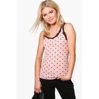 Spotty Lace Trim Vest - pink