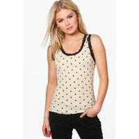 Spotty Lace Trim Vest - beige