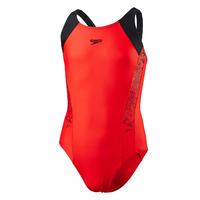 speedo boom splice muscleback girls swimsuit redblack 26