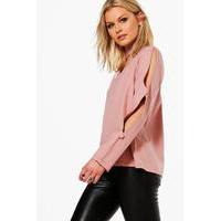 Split Sleeve Choker Blouse - lilac