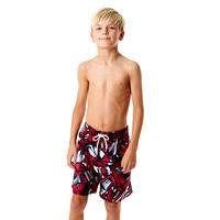 Speedo Printed Leisure 15 Inch Boys Watershorts - Black/Red, L