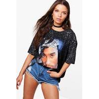 splatter print 2 pac t shirt black