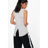 split back rib vest grey