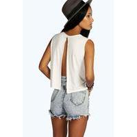 Split Back Cropped Vest - cream