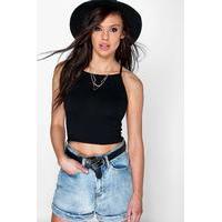 Spaghetti Strap Crop Top - black