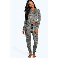 Space Dye Lounge Top And Jogger Set - grey