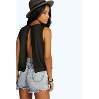 Split Back Cropped Vest - black